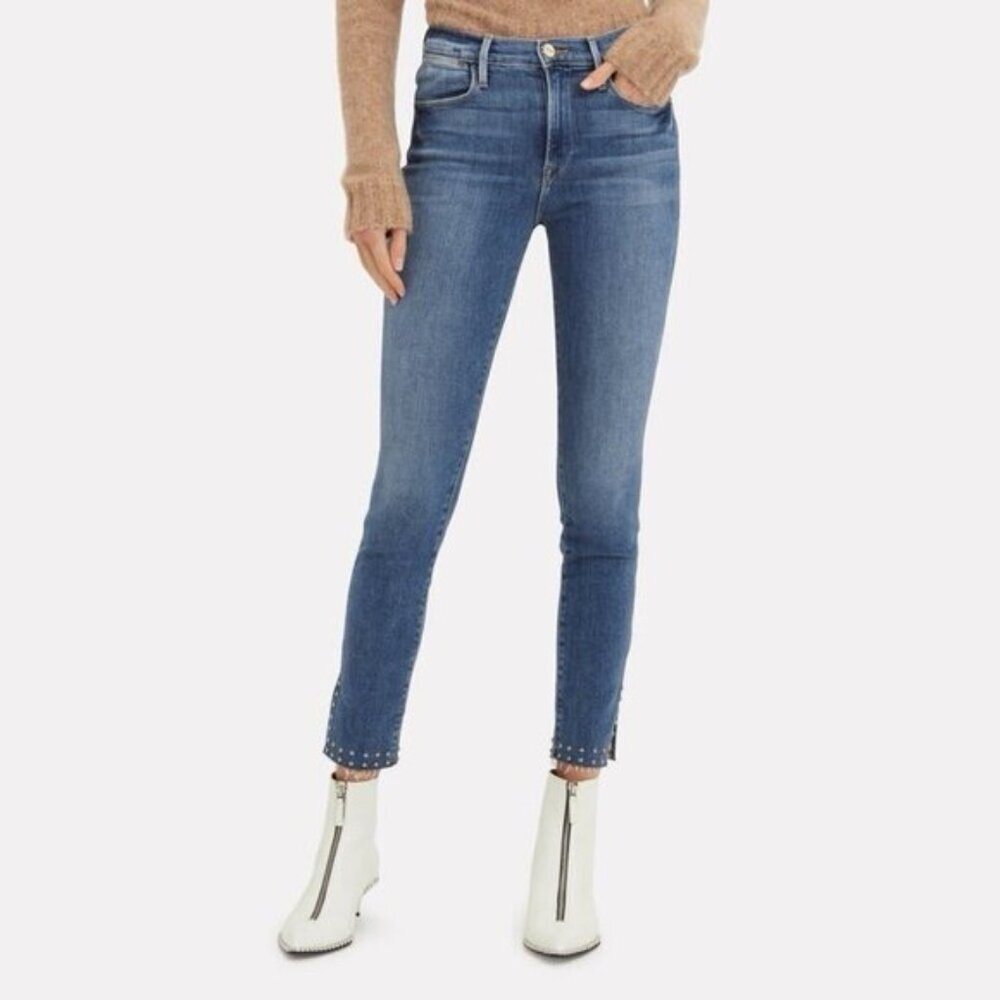 FRAME Le High Skinny Jeans Hazelwood Studded Ankle 24 #A1278 - Picture 2 of 11